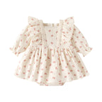 Baby Girl Cotton Muslin Bow Print Romper