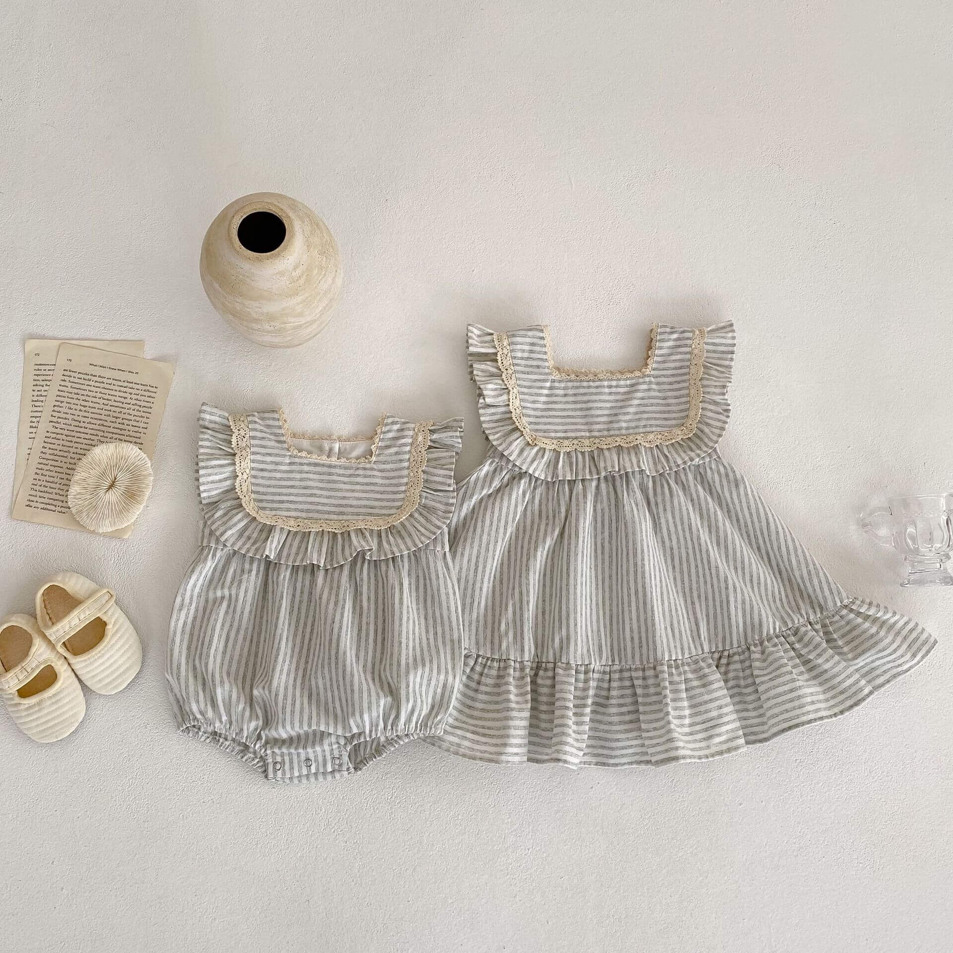 Sister Matching Ruffle Collar Outfit Set Dress