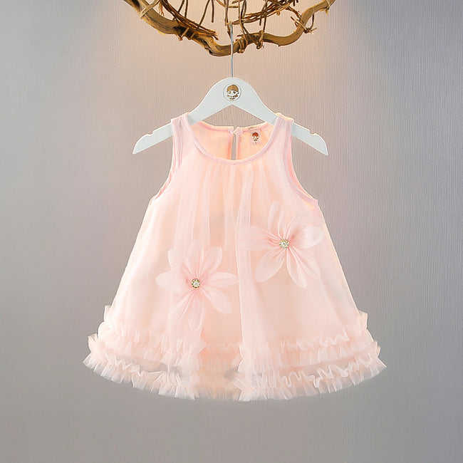 Tulle Party Dress for Girls with 3D Flower Appliqué Hover Image