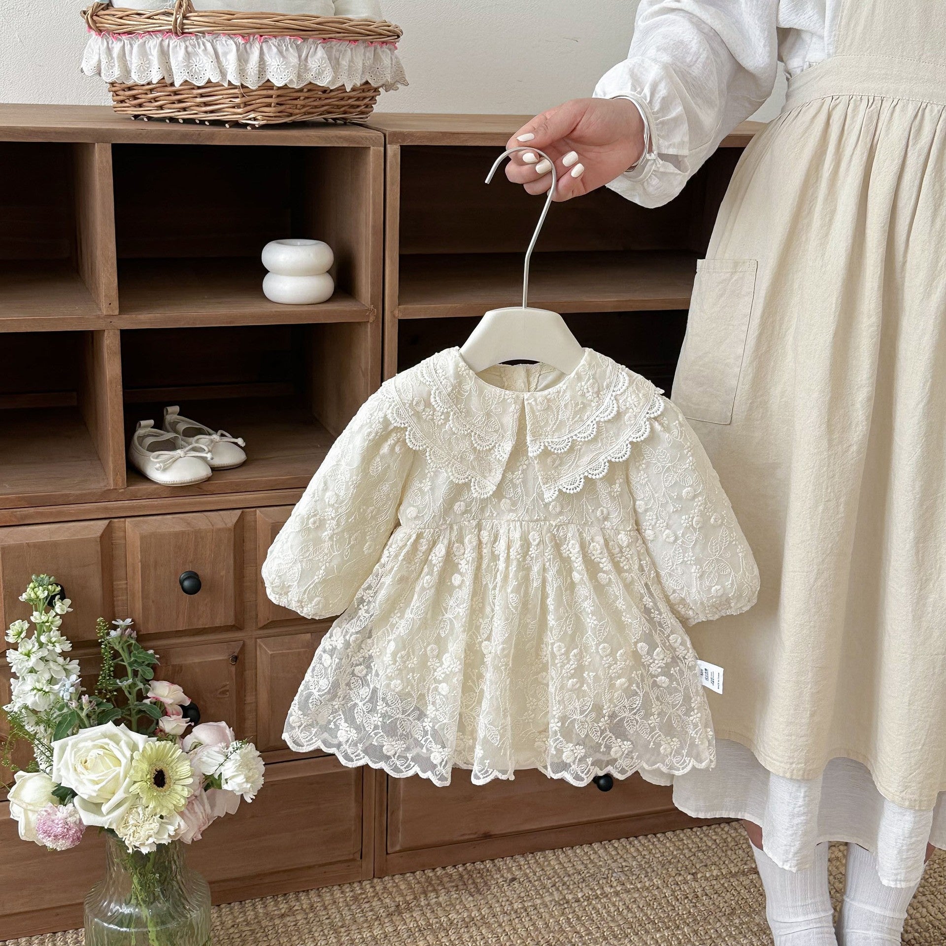 Heirloom Lace Collar Baby Romper Dress