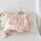 Baby Girl Elegant Pink Lace Romper