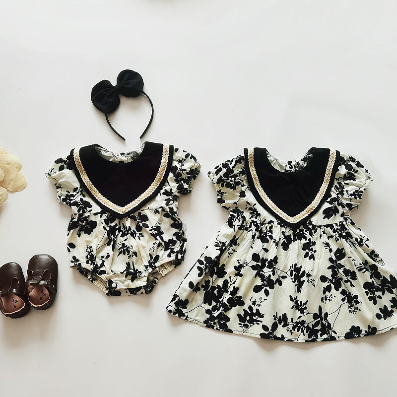 Black Floral Sister Matching