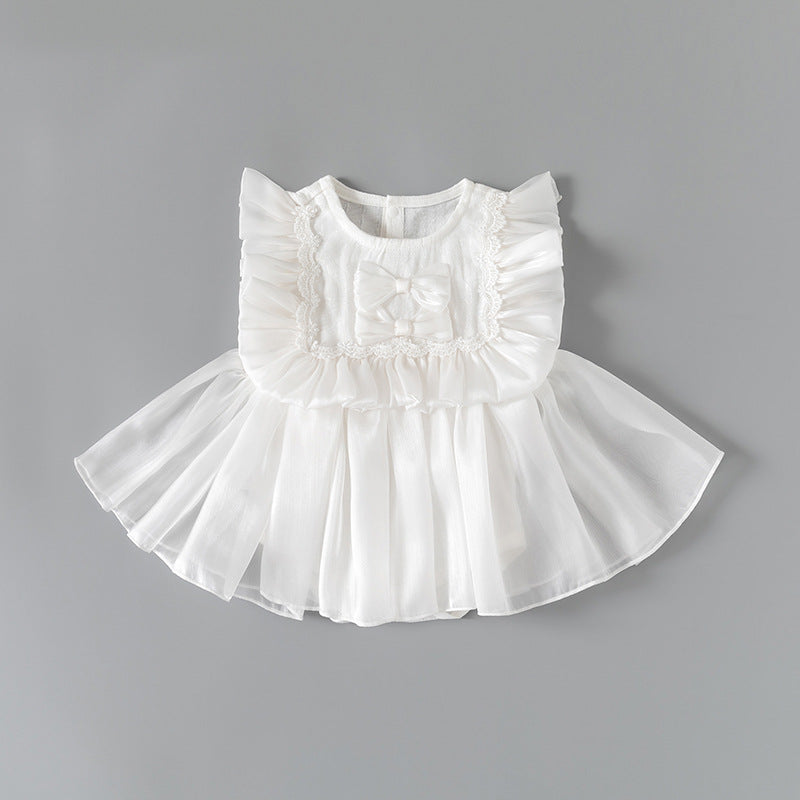 Snow White Lace Tulle Romper Dress for Baby Girls