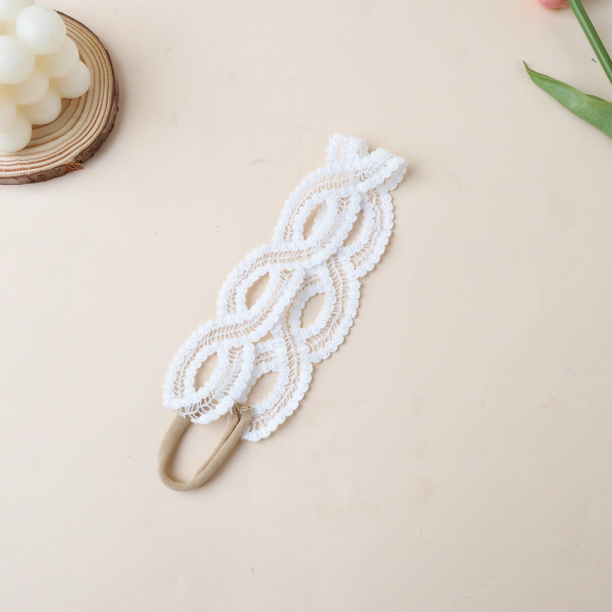 Baby Girl White Cutwork Lace Leaf Headband