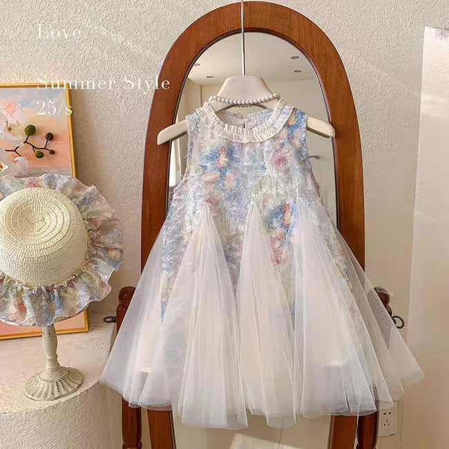 Pastel Floral Tulle Party Dress for Baby Girls Main Image