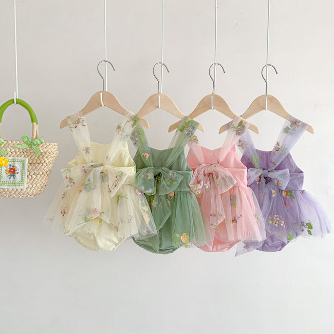 Floral Tulle Baby Girl Romper Hover Image