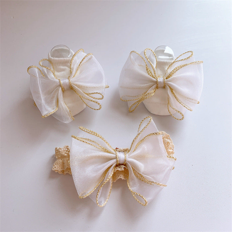 Baby Bow Decor Socks with Bow 0 - 6 Months