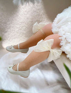 Pearl Beaded Bowknot Fishnet Socks 6 Months - 2 Year