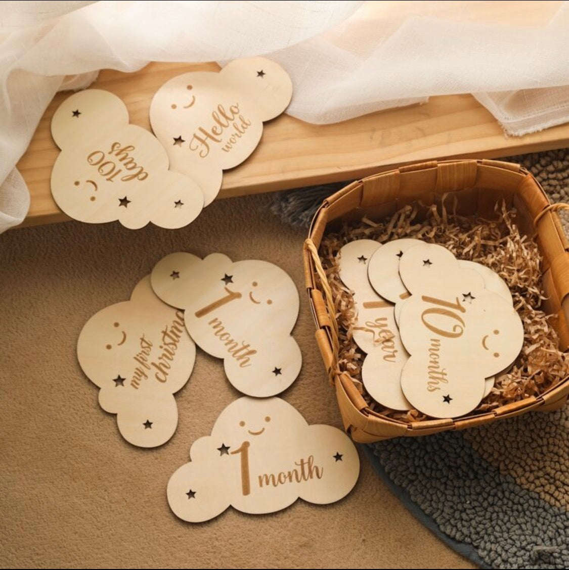 My First Year Wooden Baby Milestone Photo Frame – 12 Months Keepsake & Nursery Decor | Bowkart