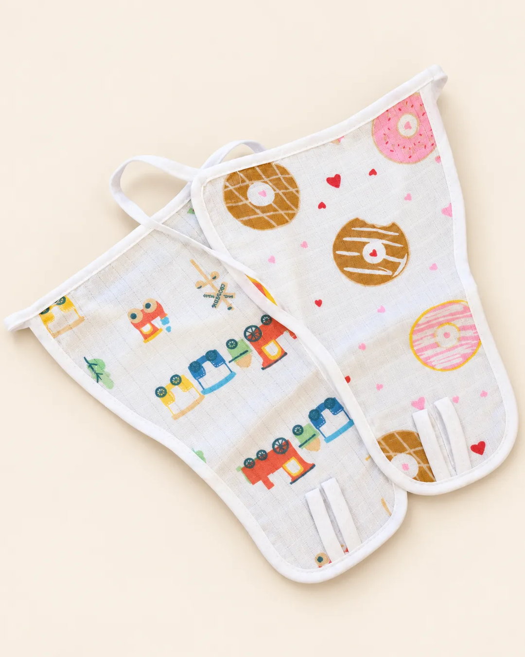 Printed muslin baby langot with tie fastening