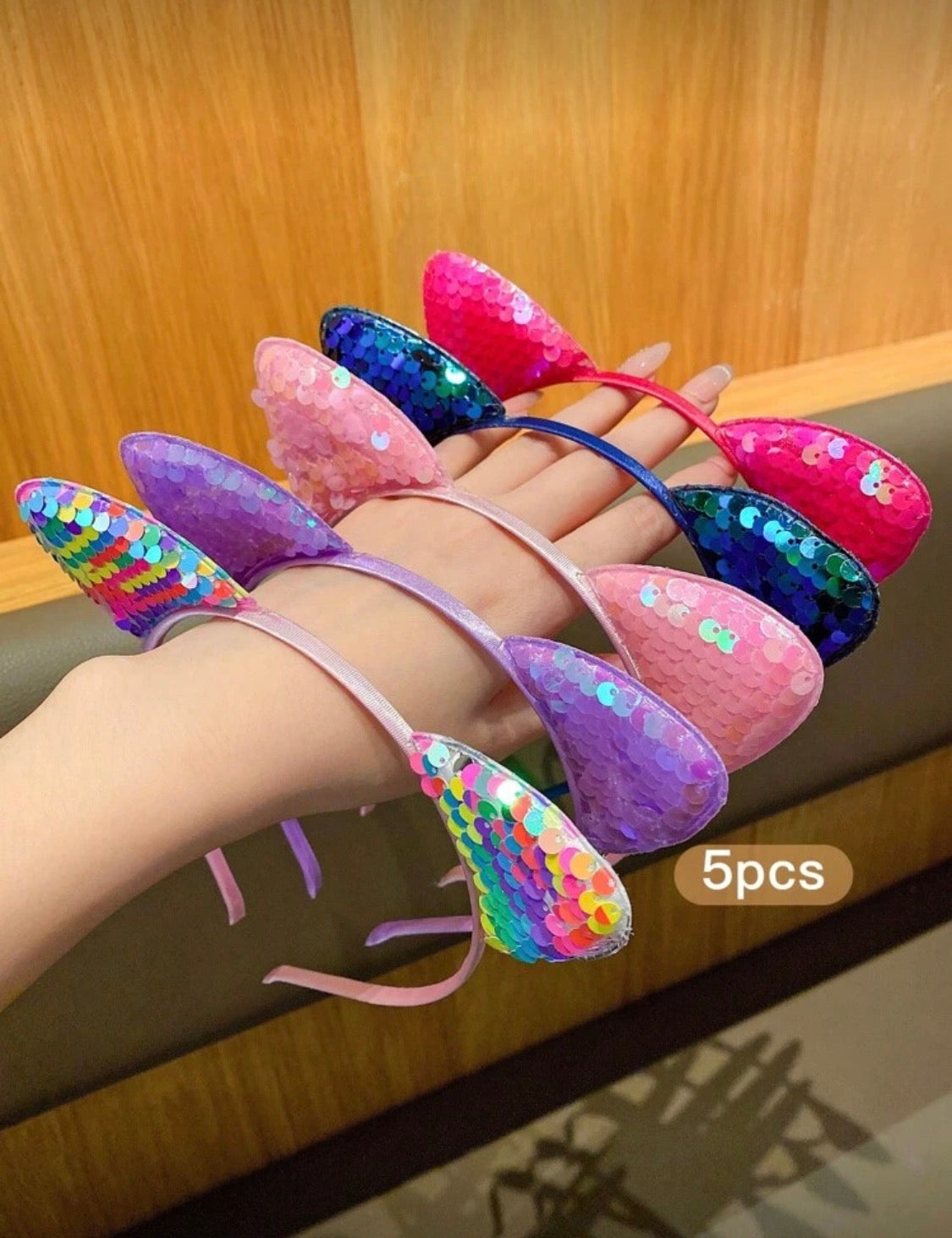 5 Pcs Shiny Cat Ears Headband