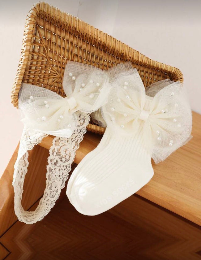 Socks Headband Set White 1-2 Year Hover Image