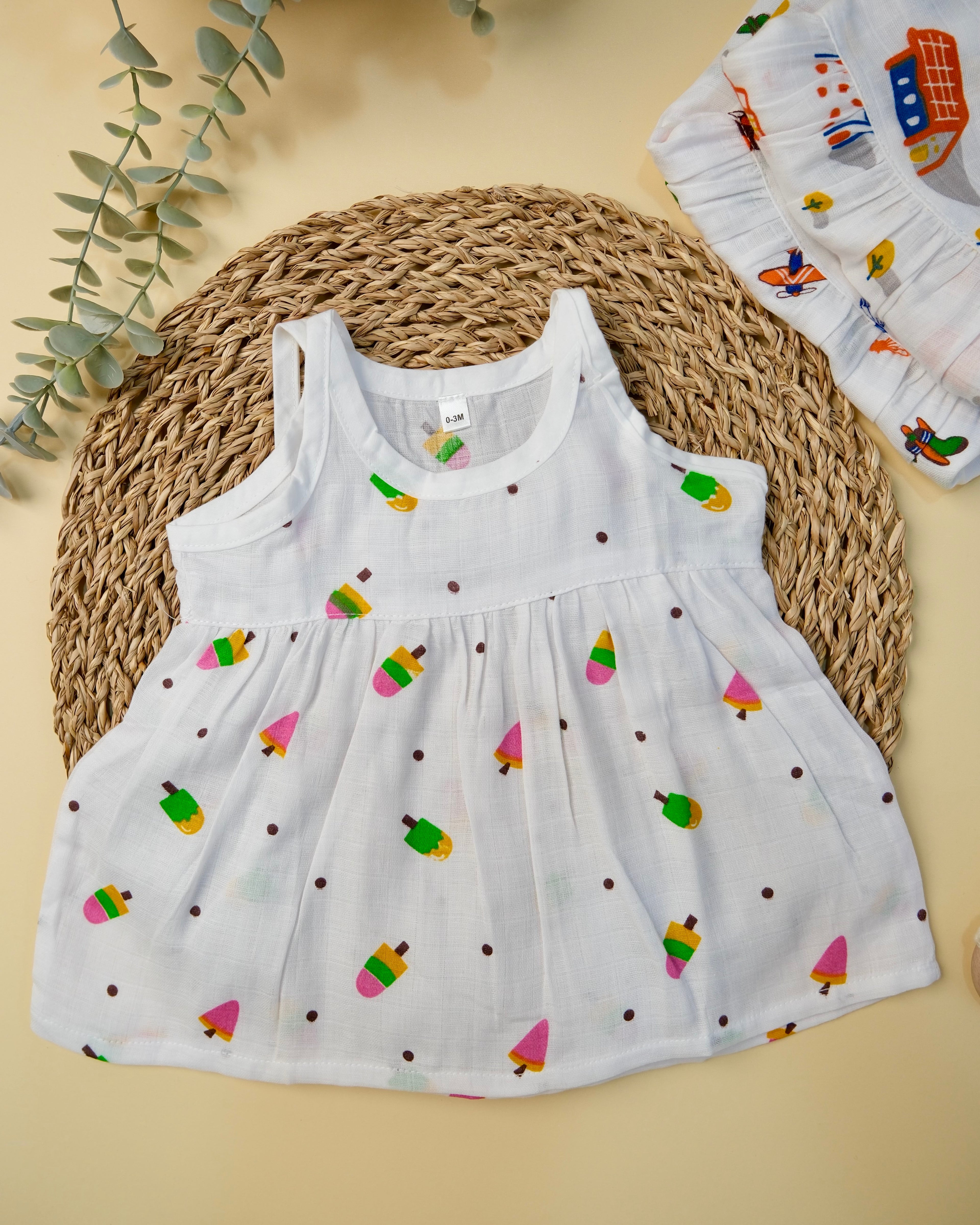 Sleeveless Frock with Knot Assorted 1 Pcs