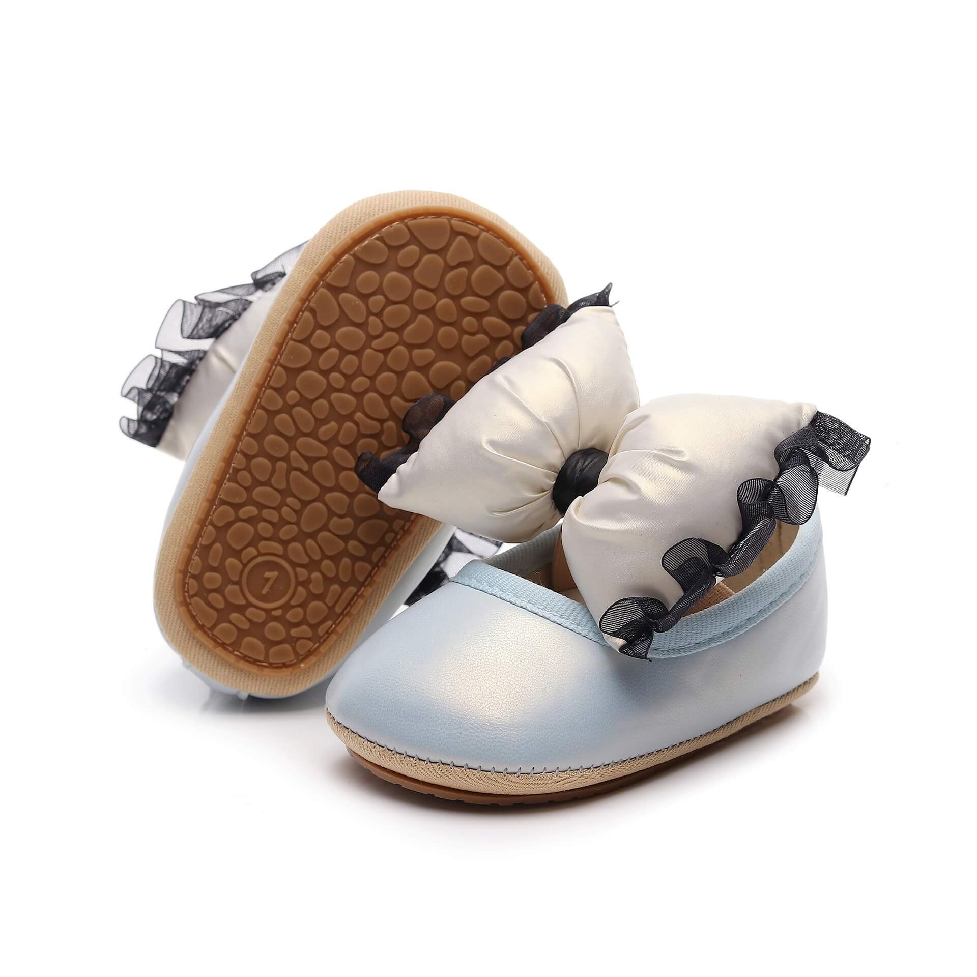 Baby Girl Satin & Lace Ruffle Bow Pre-Walker Shoes