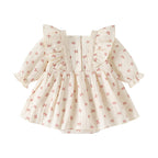 Baby Girl Cotton Muslin Bow Print Romper