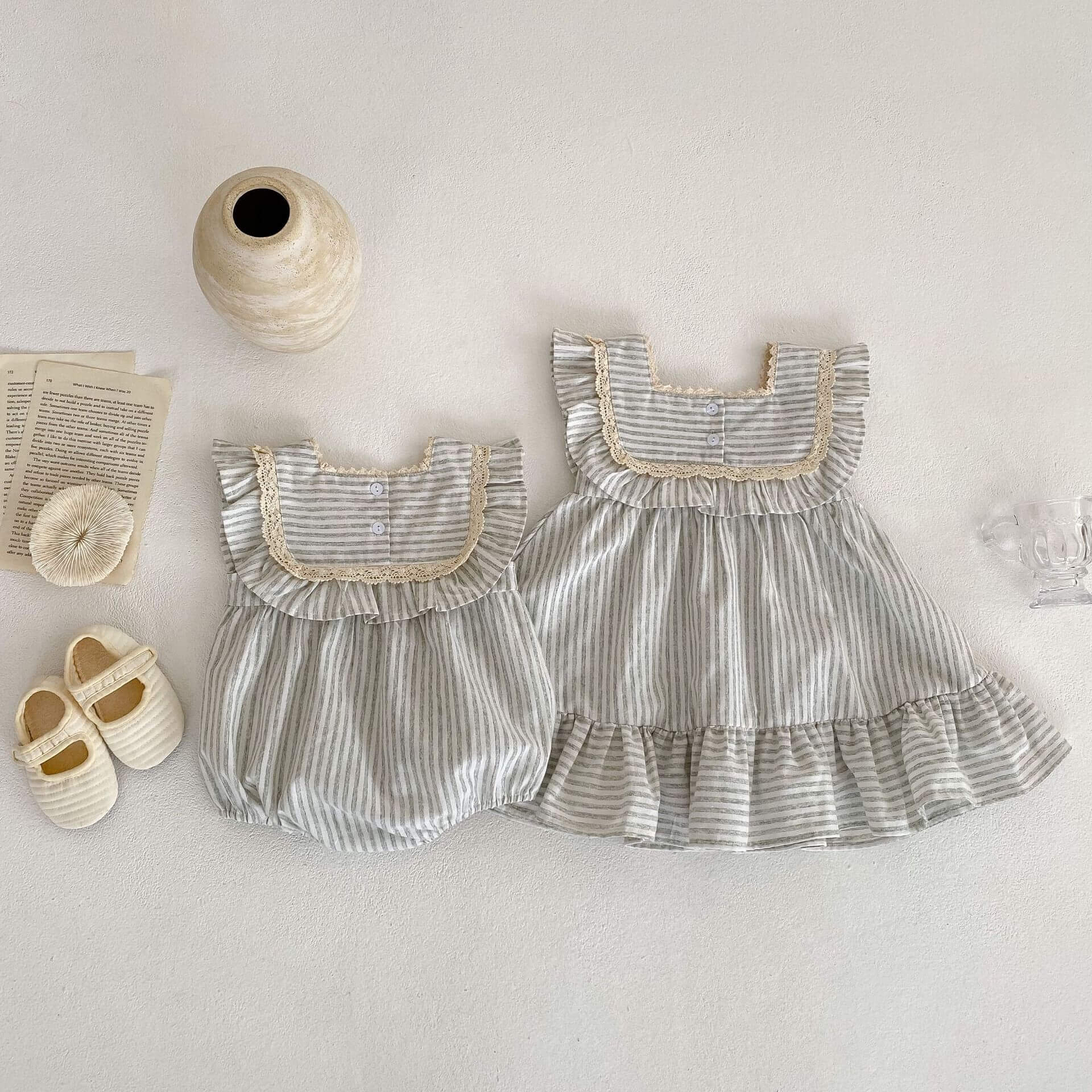 Sister Matching Ruffle Collar Outfit Set Dress