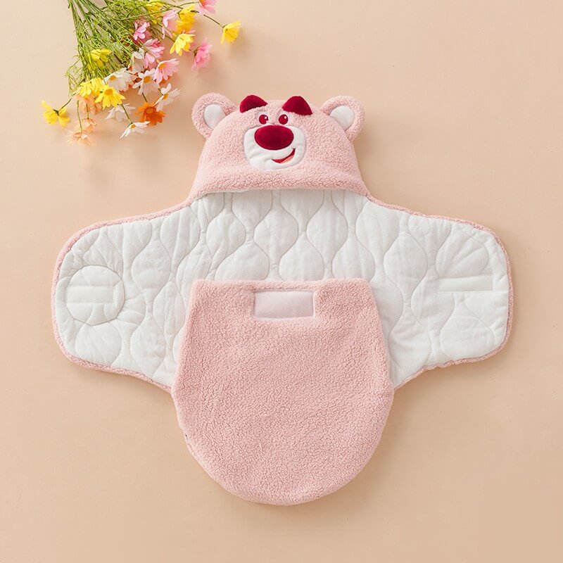 Newborn Baby Cartoon Character Hooded Swaddle Wrap Blanket