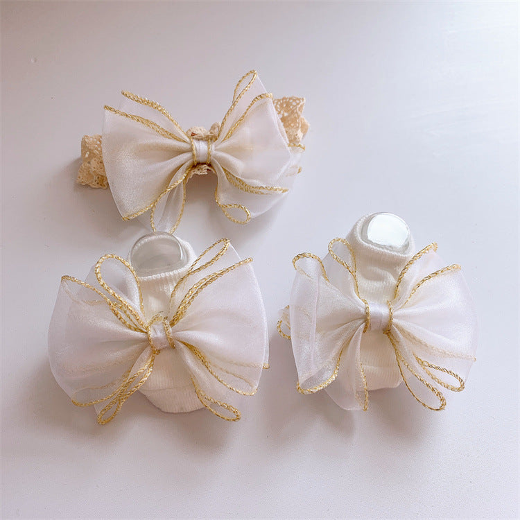 Baby Bow Decor Socks with Bow 0 - 6 Months