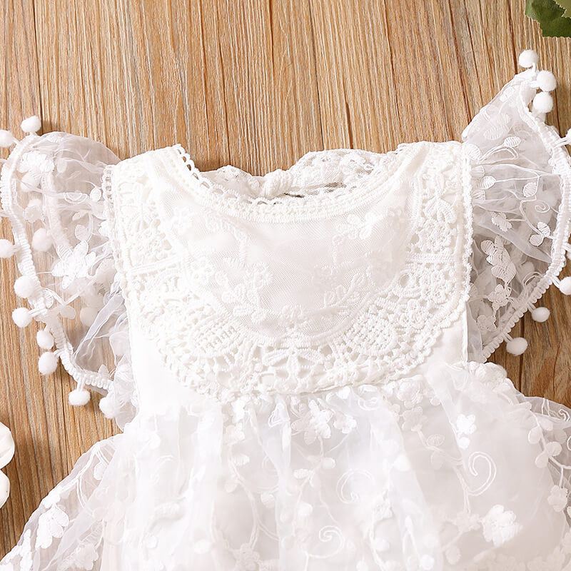Baby Girl White Lace Romper Dress