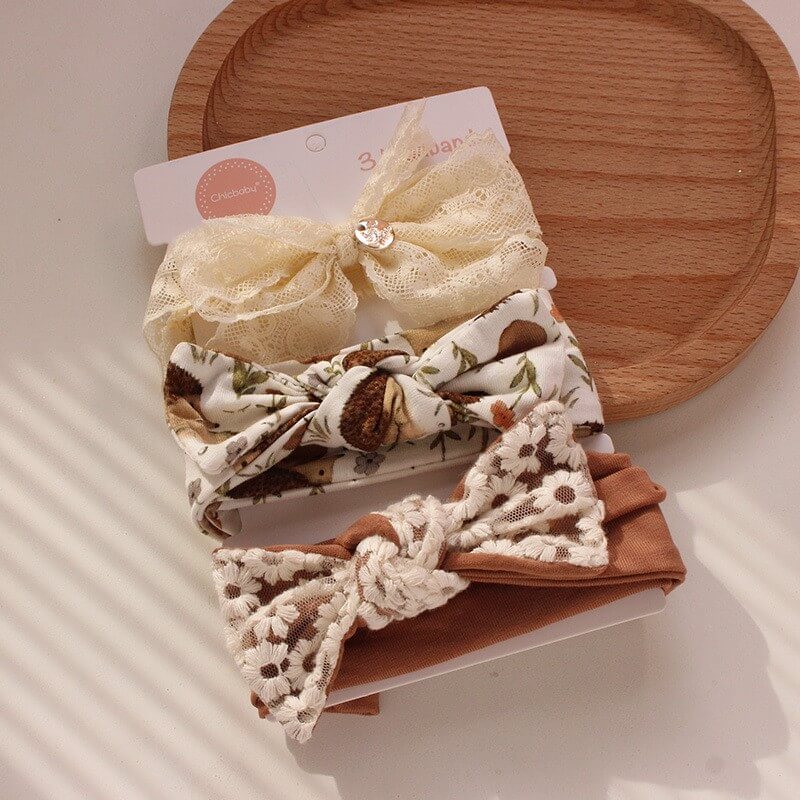 Baby Girl Bow Headband Set of 3