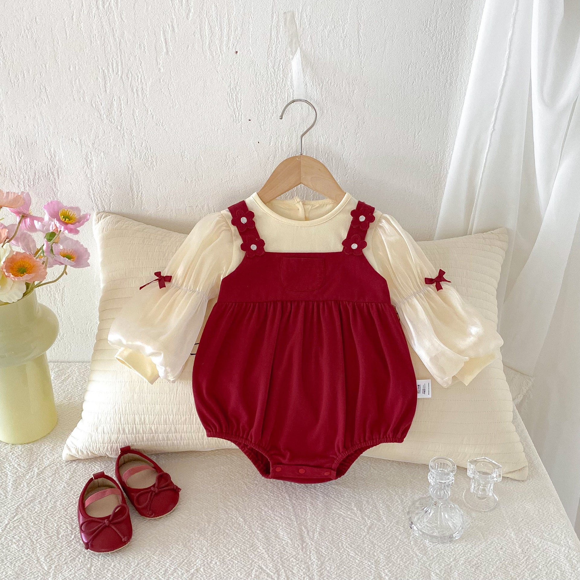 Ruby Blossom Cotton Romper