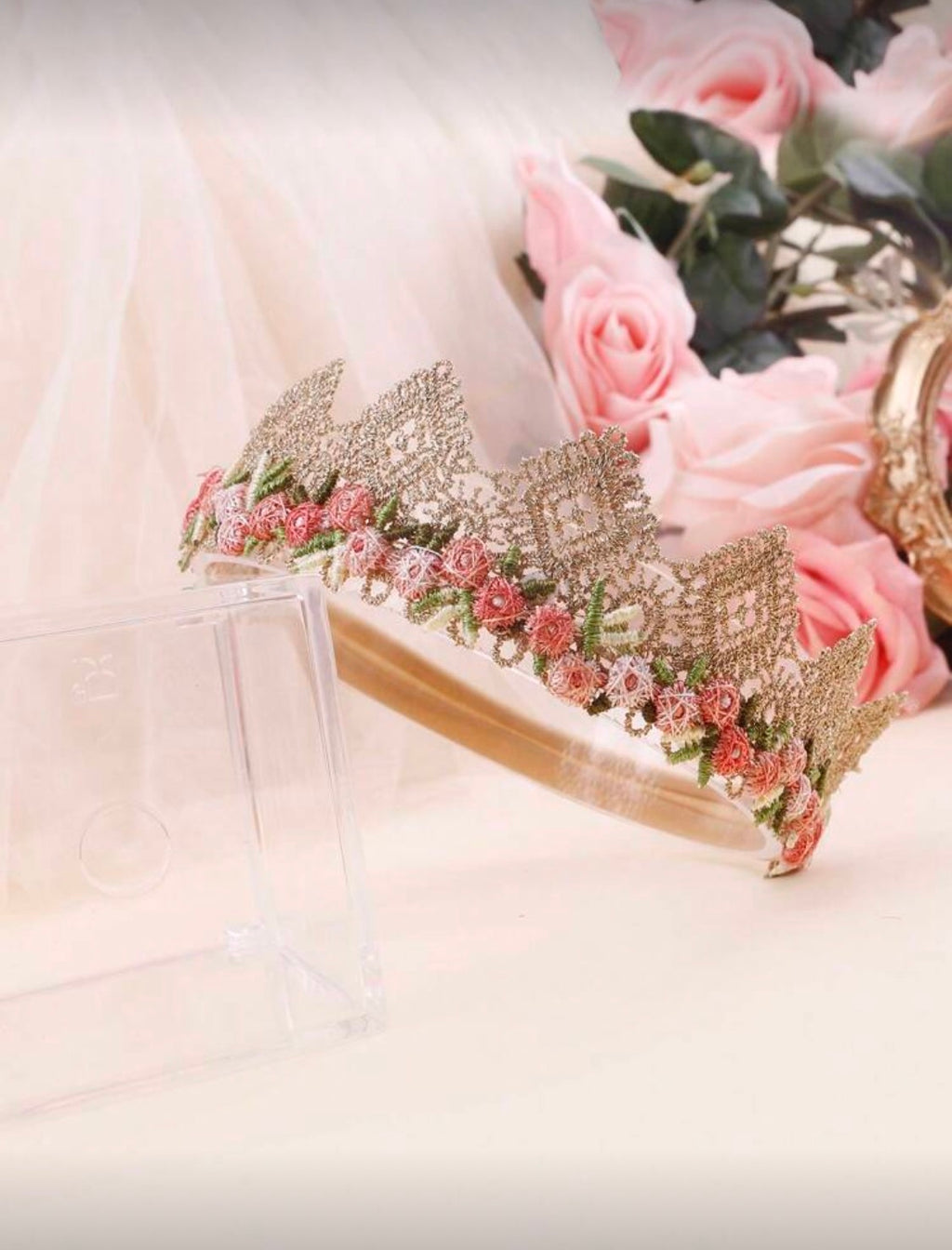 3 Pcs Crown Lace Beige Headband