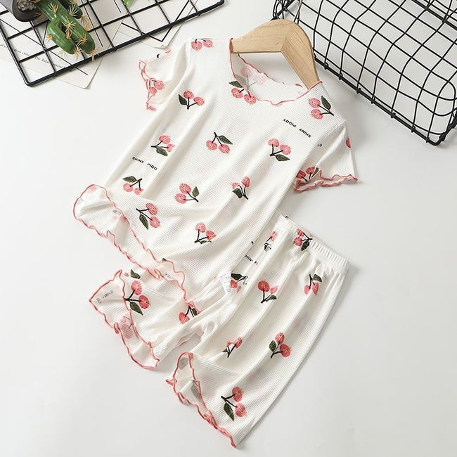 Sweet Cherry Ruffle Pajama Set Hover Image