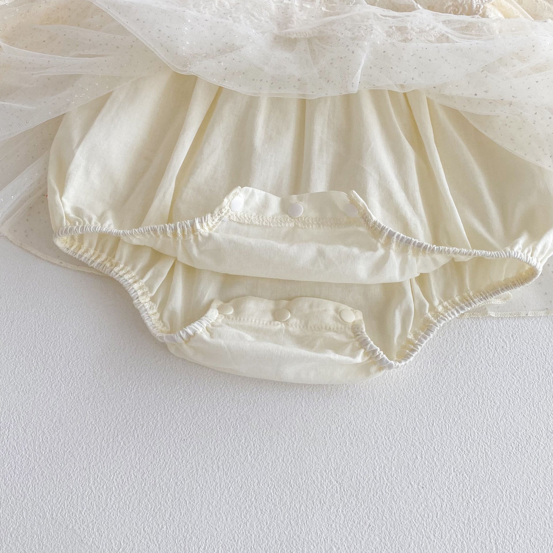 Ivory Lace Tulle Party Romper Dress for Baby Girls