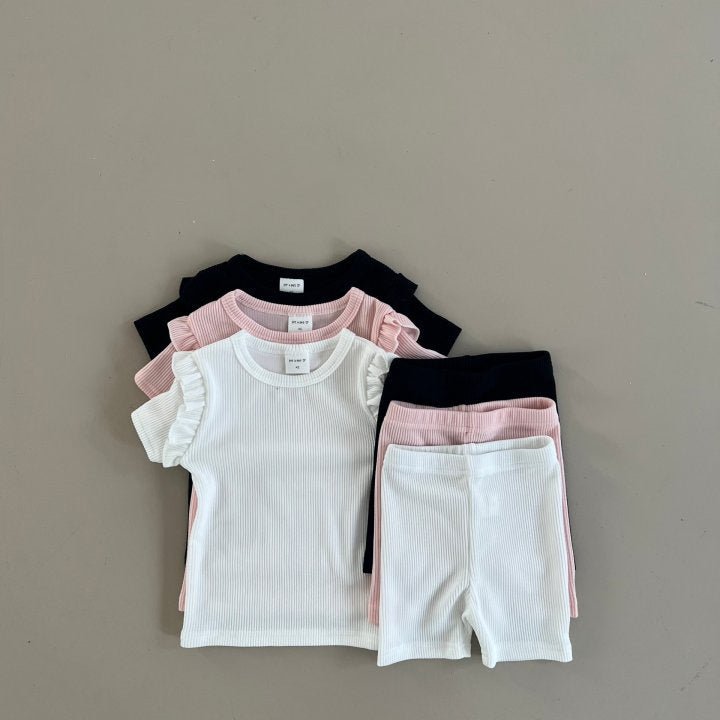 Baby Ribbed Cotton Top & Shorts Set for Girls