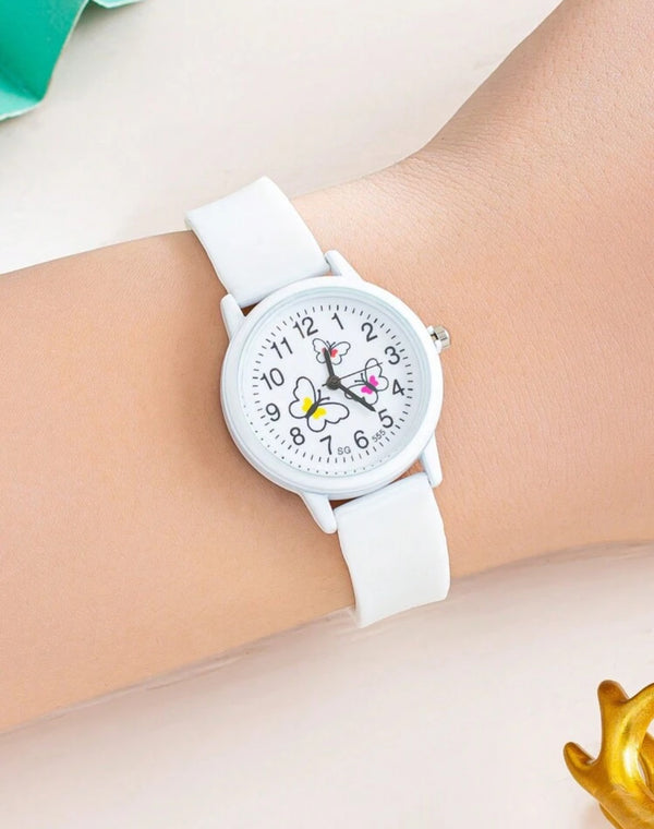 Butterfly white watch