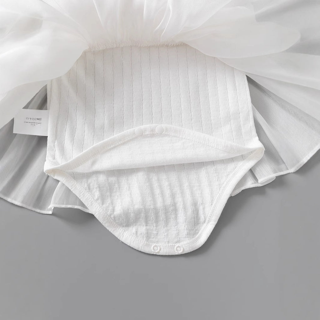 Snow White Lace Tulle Romper Dress for Baby Girls