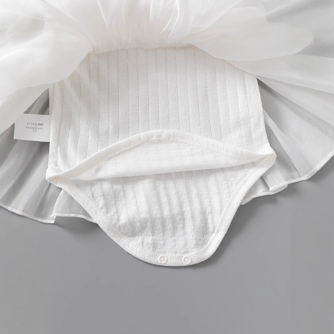 Snow White Lace Tulle Romper Dress for Baby Girls