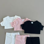 Baby Ribbed Cotton Top & Shorts Set for Girls