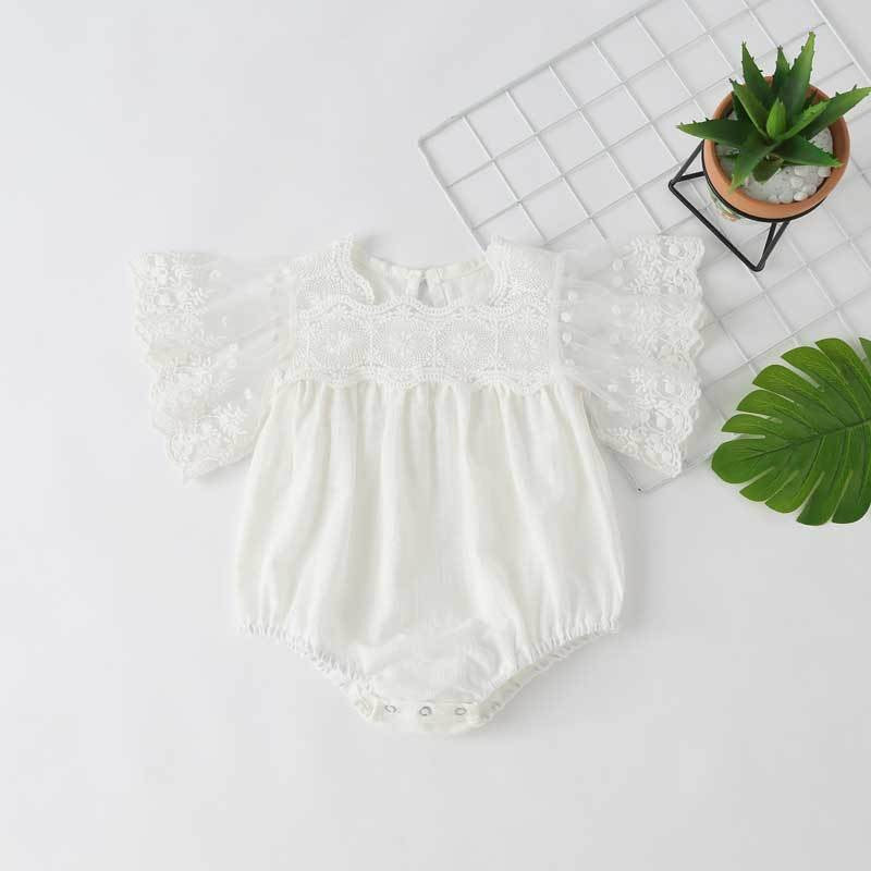 Lace Flutter Sleeve Baby Romper