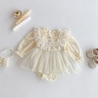 Ivory Lace Tulle Party Romper Dress for Baby Girls