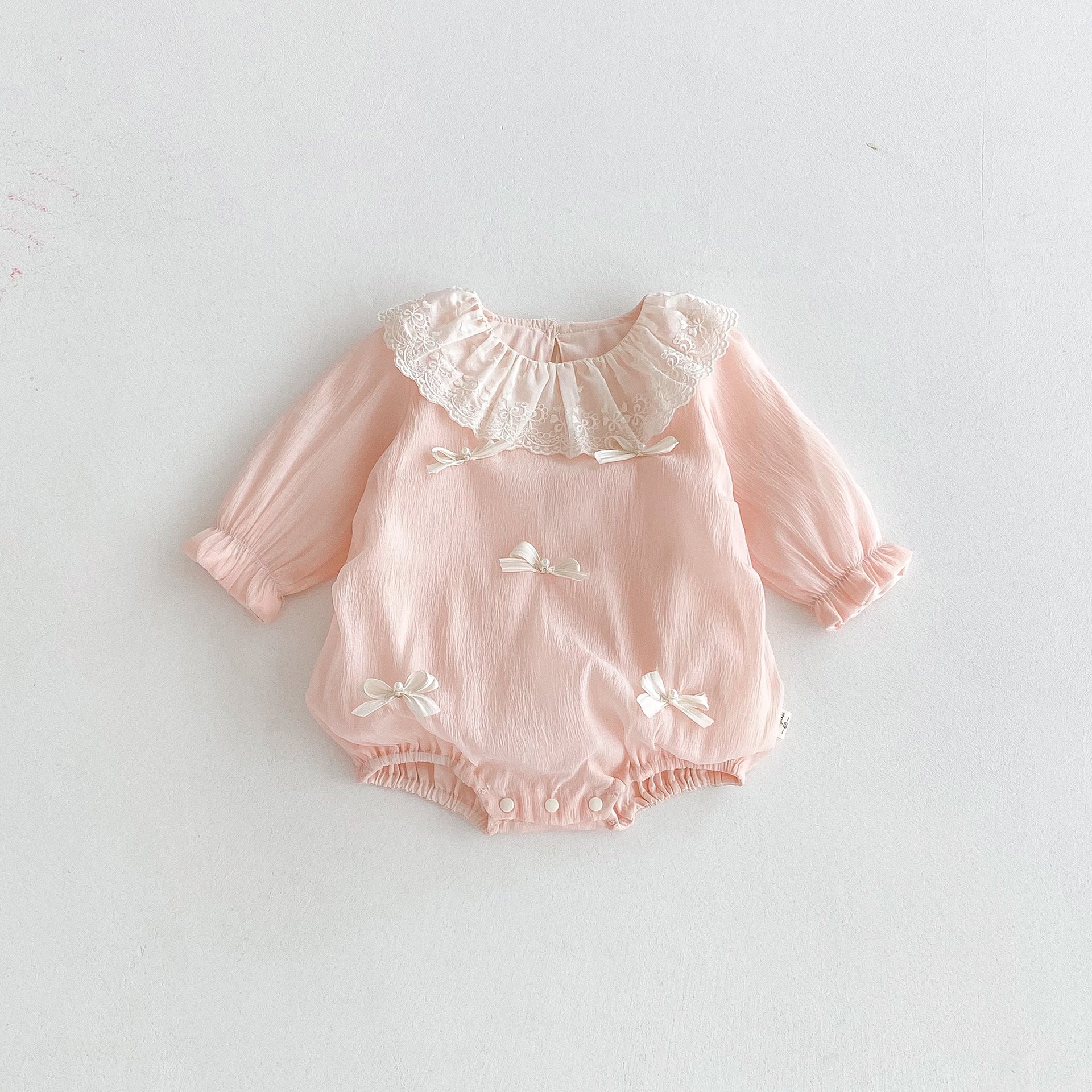 Baby Girl Elegant Pink Lace Romper