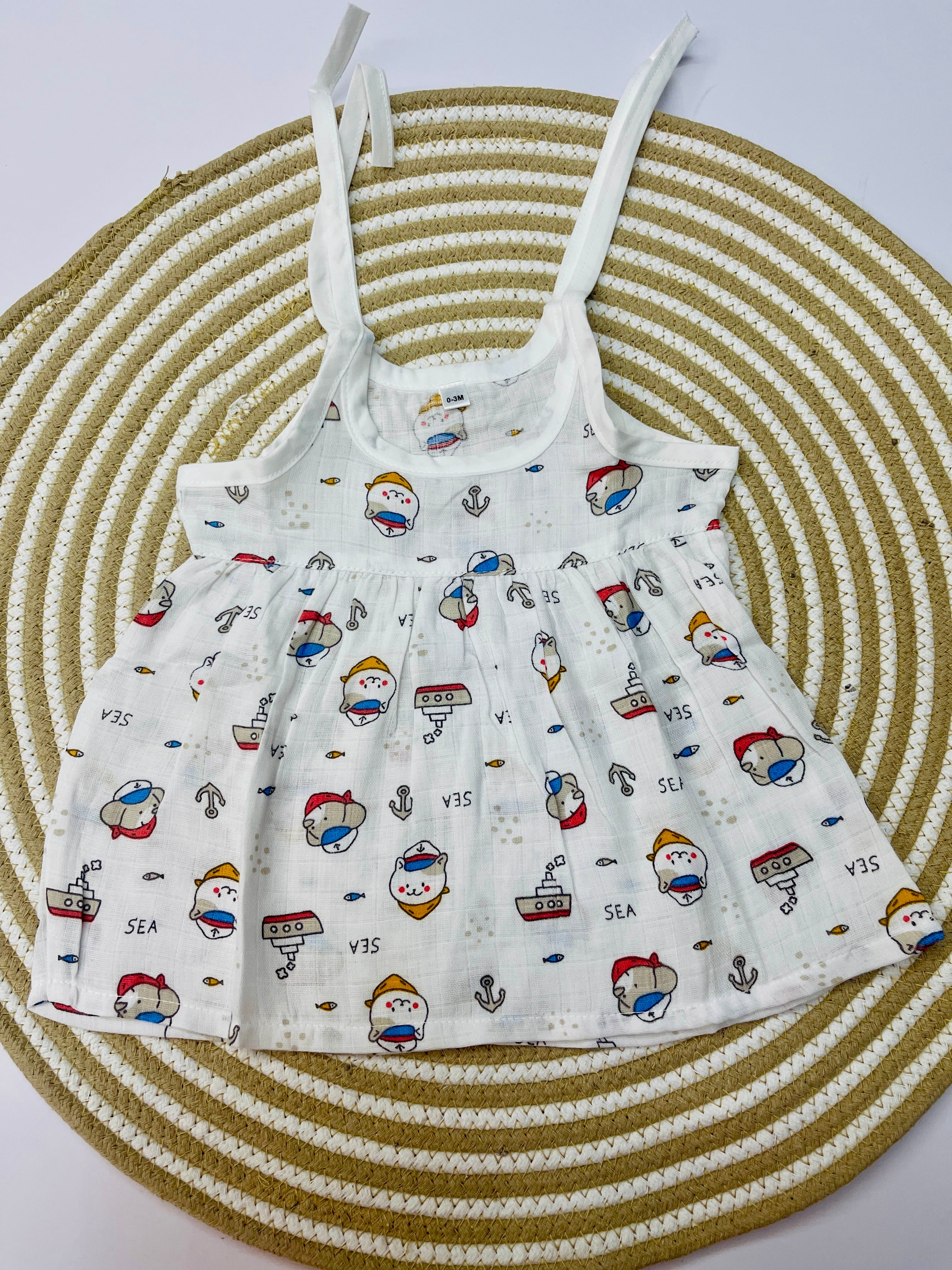 Sleeveless Frock with Knot Assorted