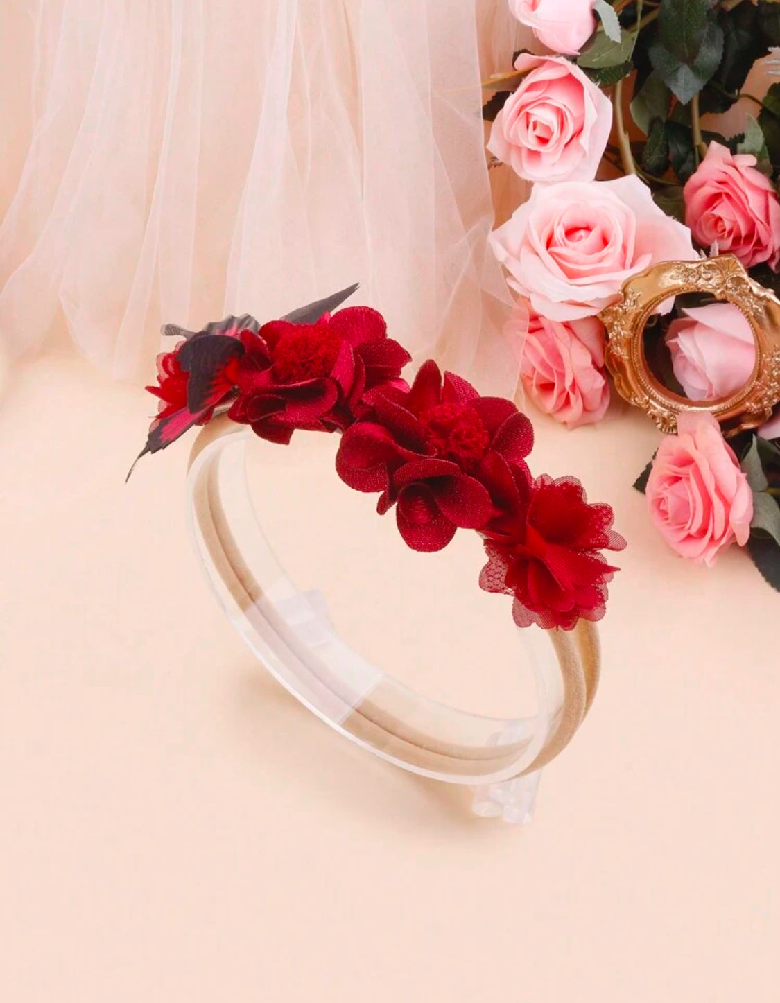 3 Pcs Red Floral Bow