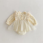 Ivory Lace Tulle Party Romper Dress for Baby Girls