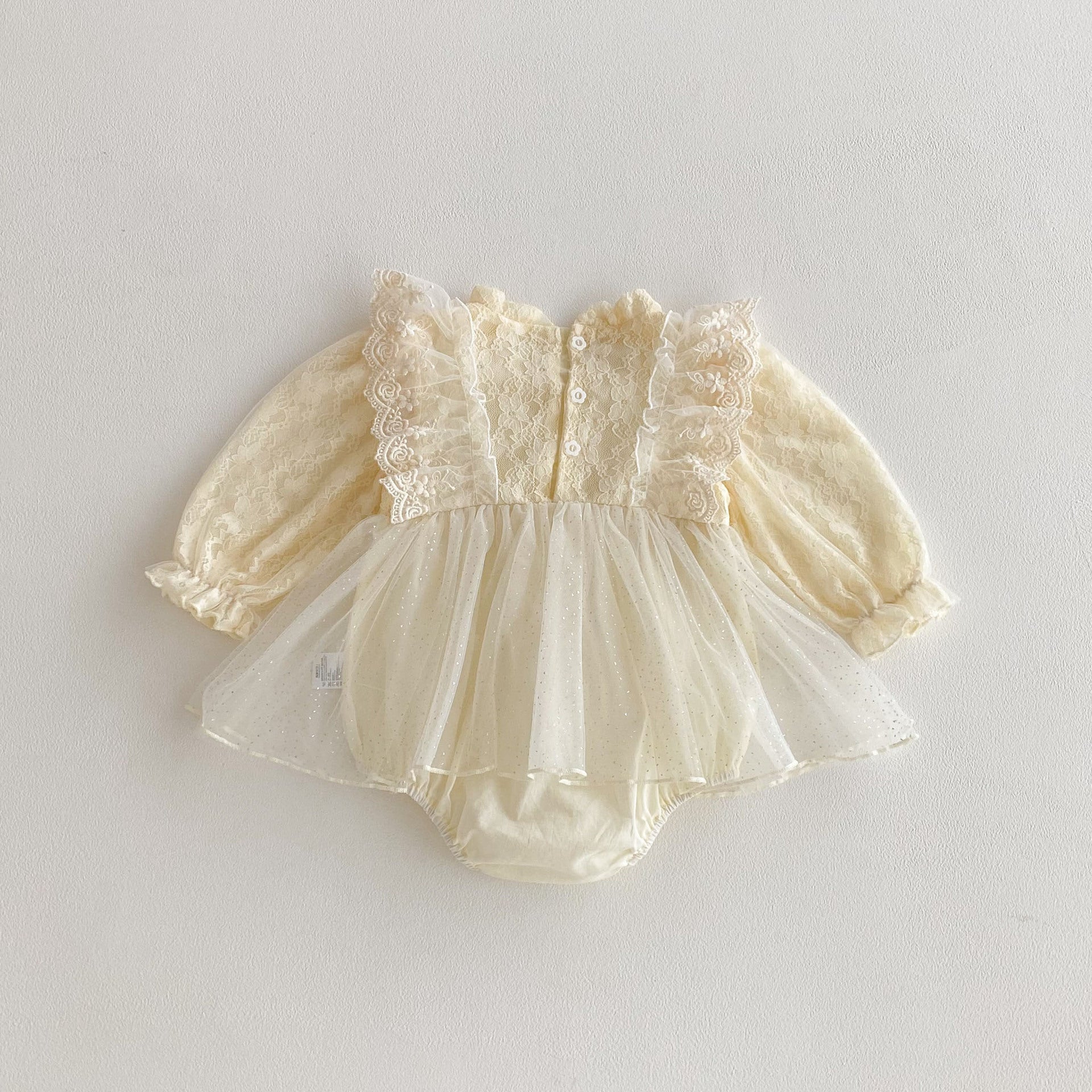 Ivory Lace Tulle Party Romper Dress for Baby Girls