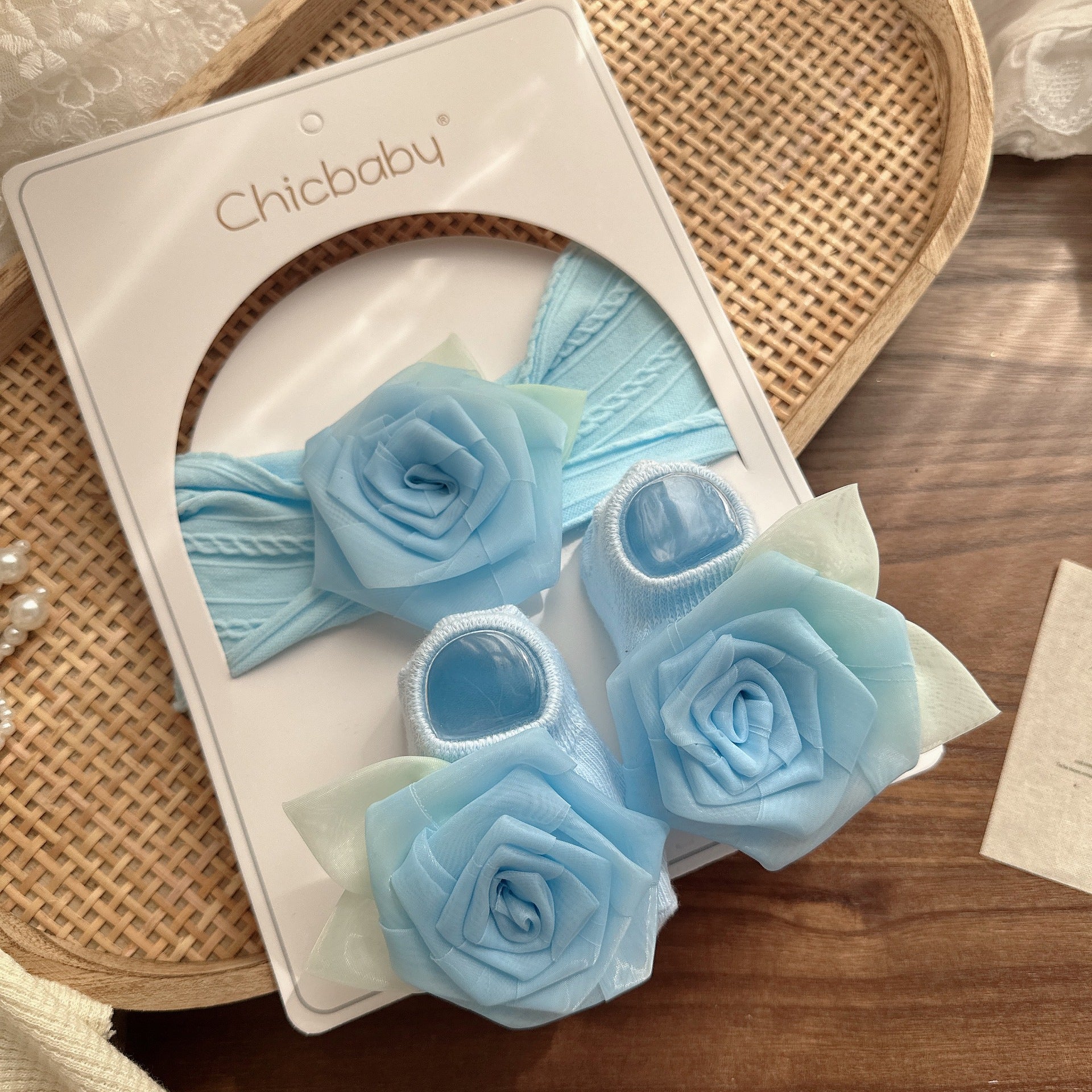 Floral Rose Headband & Booties Set