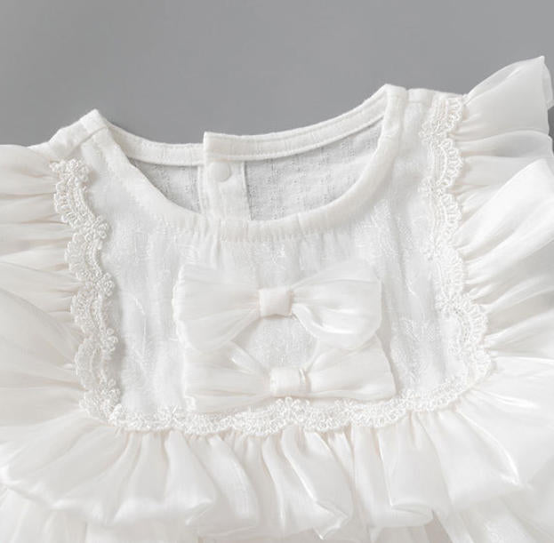 Snow White Lace Tulle Romper Dress for Baby Girls
