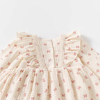 Baby Girl Cotton Muslin Bow Print Romper