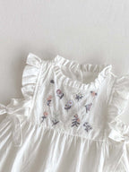 White Floral Embroidered Cotton Romper for Baby Girls