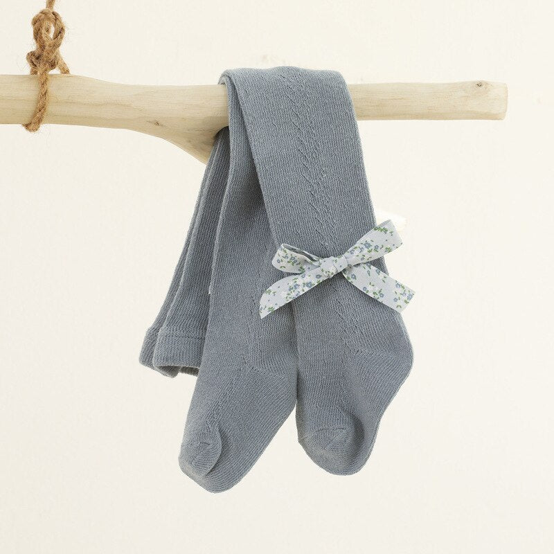 Floral Knitted Bow Stockings 3-12 Months