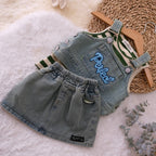 Green Denim Set for baby Girl