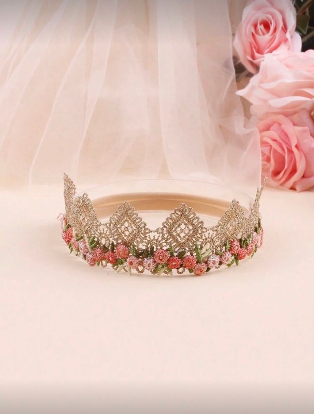 3 Pcs Crown Lace Beige Headband