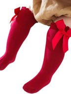 Bow Decor Maroon Socks