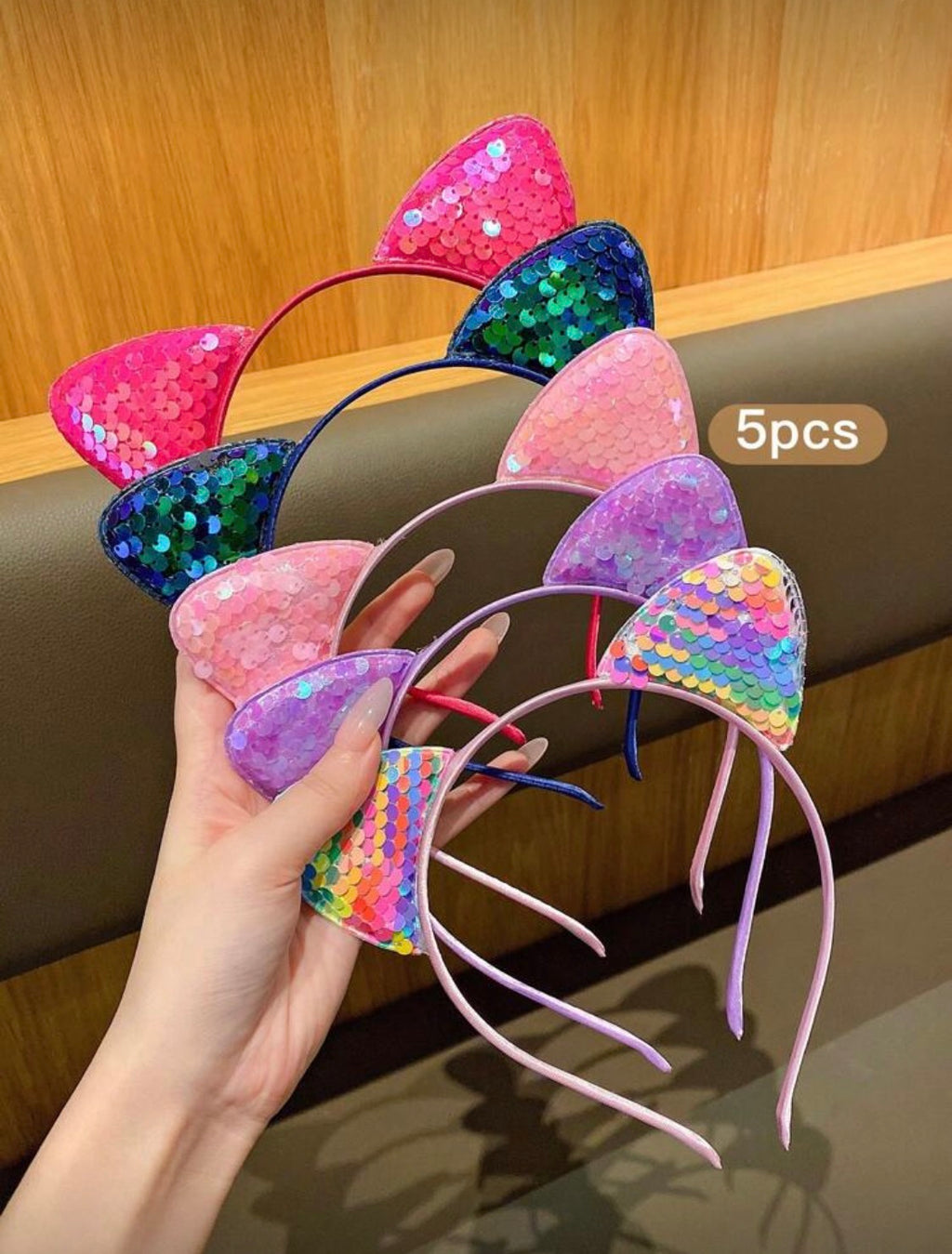 5 Pcs Shiny Cat Ears Headband