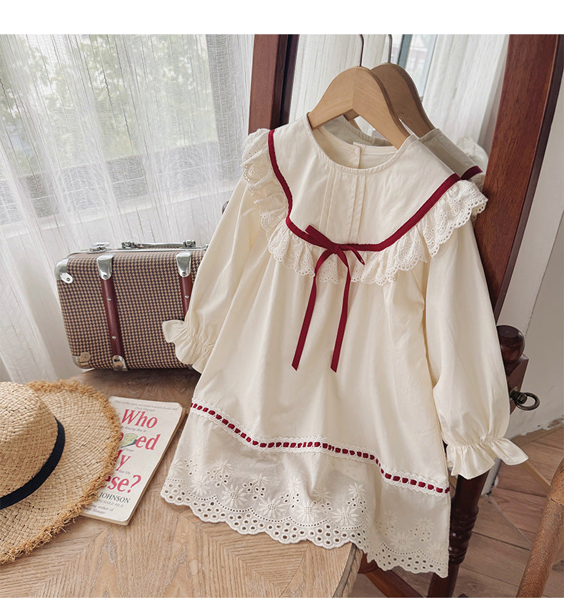 Vintage Cream Lace Party Dress for Girls